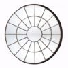 round metal industrial style window mirror finished in a distressed bronze
