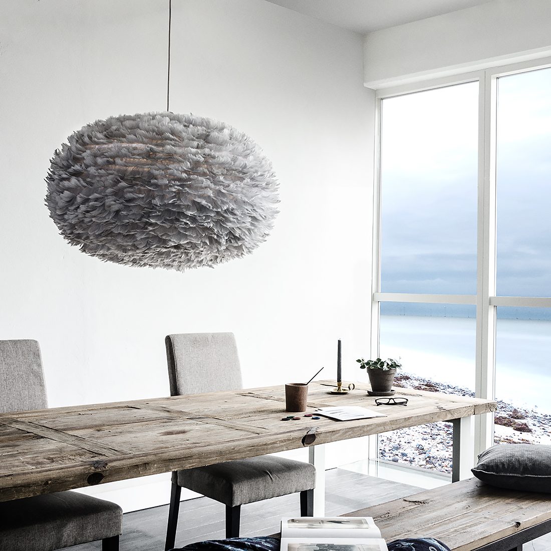 white feather ball light shade