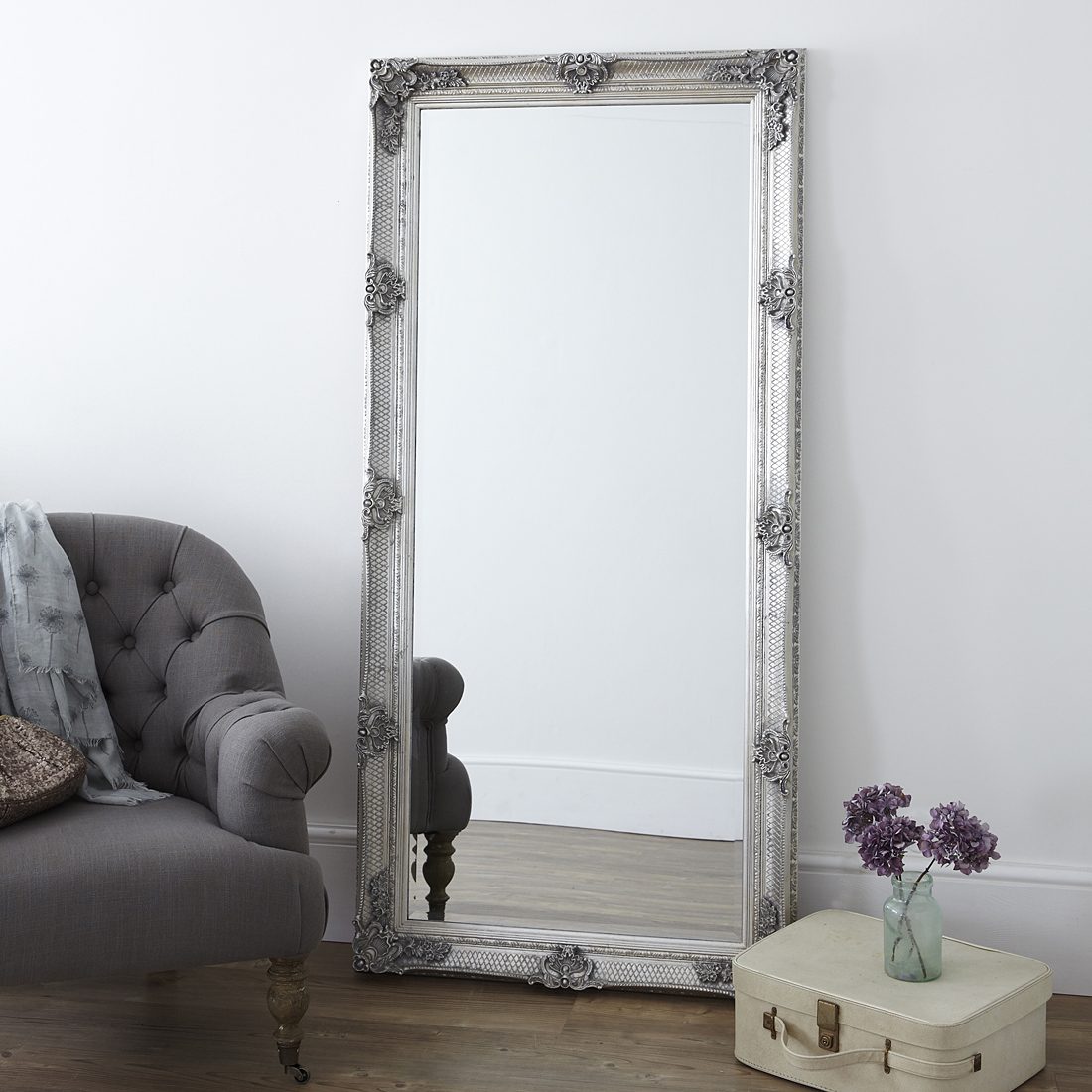 Decorative Antique Silver Full Length Mirror | Primrose & Plum