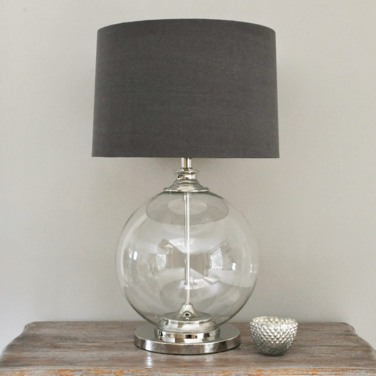 Glass Ball Table Lamp Grey Shade, Large Glass Lamps