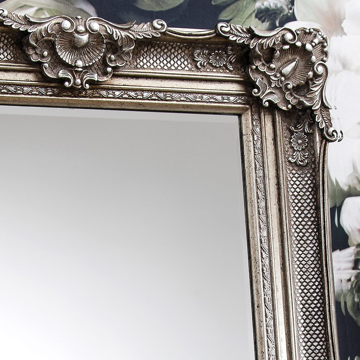 Ornate Antique Silver Wall Mirror