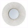 contemporary round gold metal mirror with wirework frame