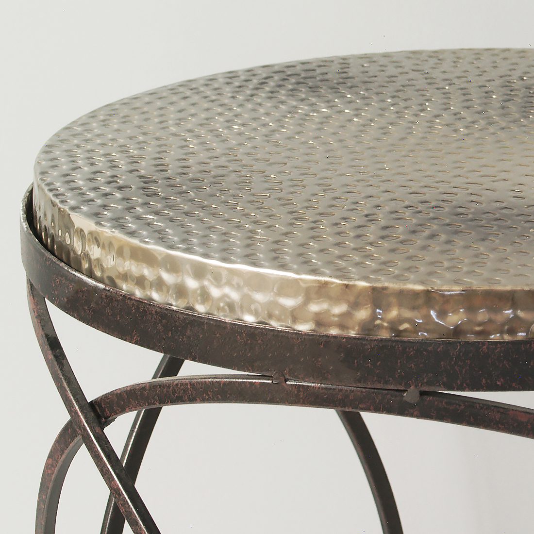 Metal Hammered Top Round Side Table Primrose Plum