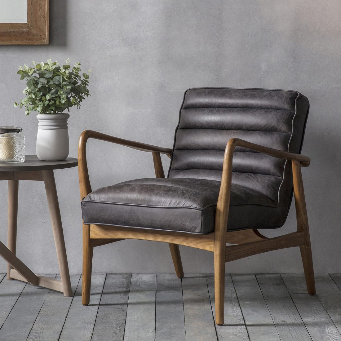 Retro Black Leather Armchair | Primrose & Plum