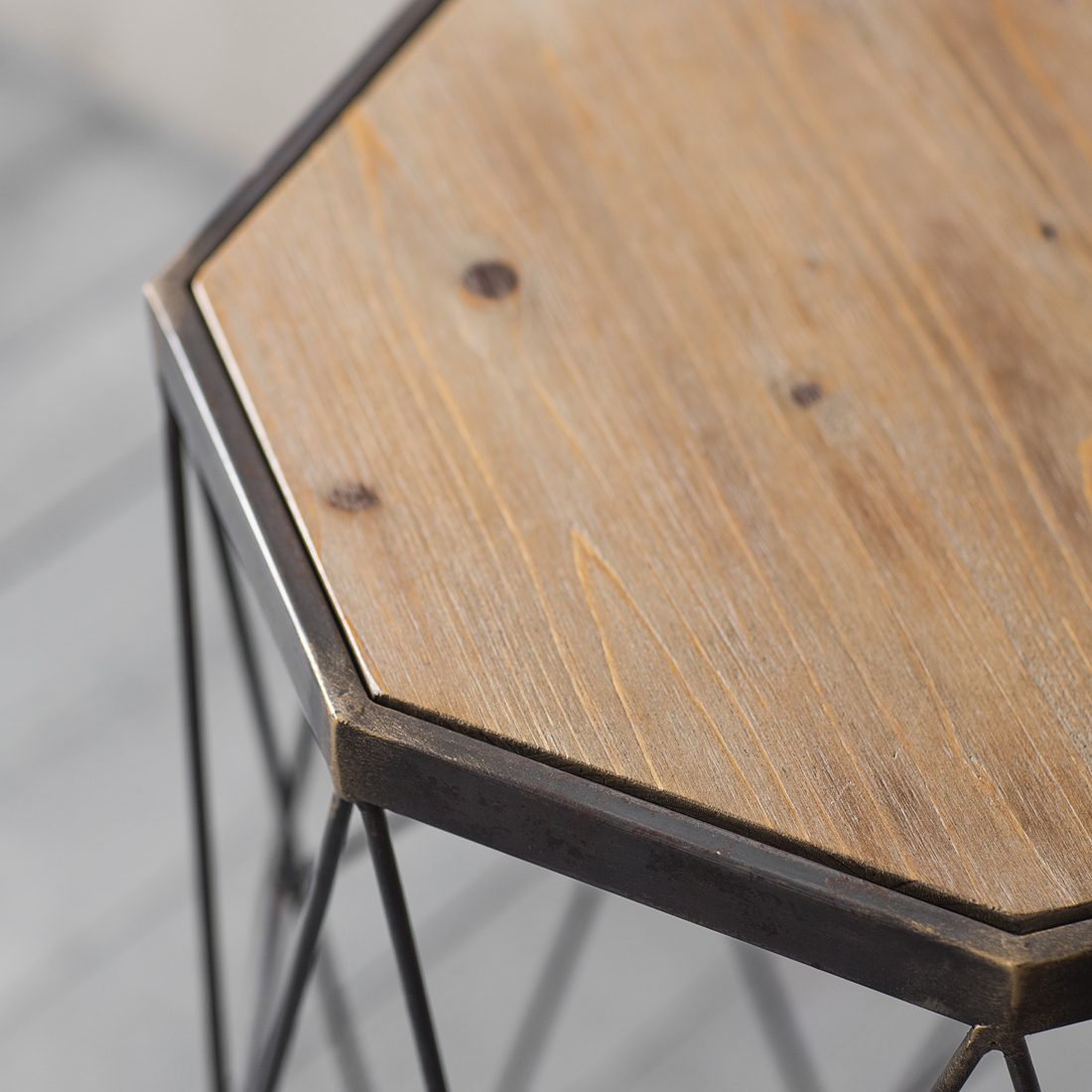 Set Of Two Wooden Top Side Tables