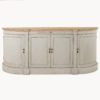 large solid wood distressed grey sideboard with an oak top