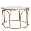 octagonal copper metal coffee table with mirror top