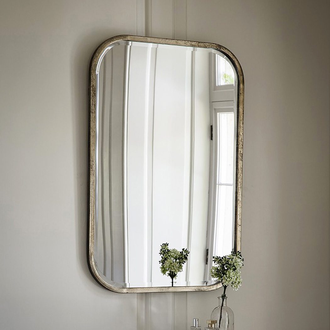Curved Rectangular Champagne Silver Wall Mirror | Primrose ...