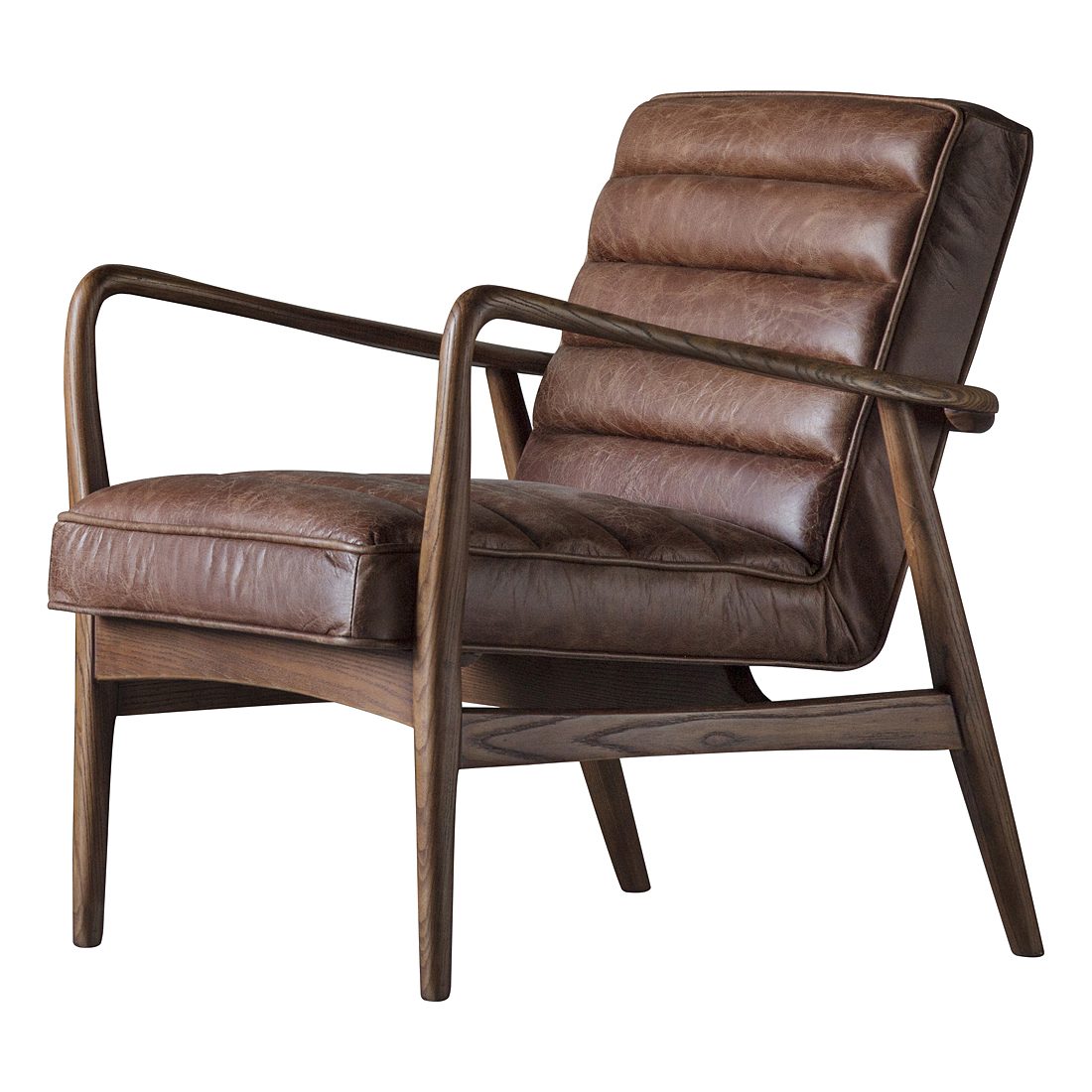 Retro Brown Leather Armchair Primrose, Leather Retro Chair