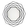 contemporary black metal framed wall mirror made up of six layers of octagonal shapes forming a geometrical design