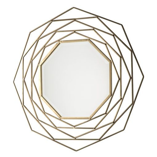 gold wall mirror with layered geometric frame