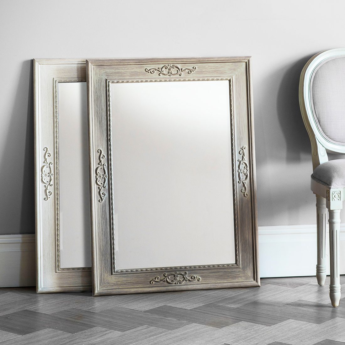 Decorative Rectangular Wooden Wall Mirrors White Or Limed Oak