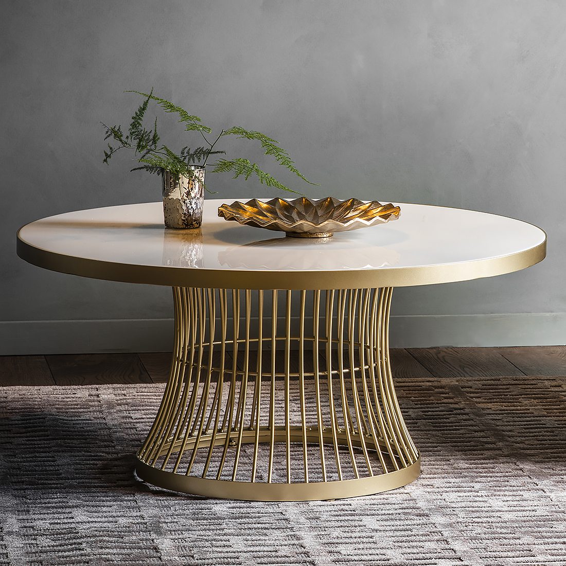 Marble Topped Round Coffee Table - Gold - Primrose & Plum