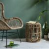 round drum shaped side table made from bamboo - available in two sizes