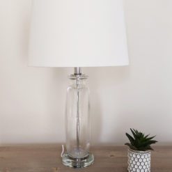 Alternative view of Slim Round Glass Table Lamp with White Shade