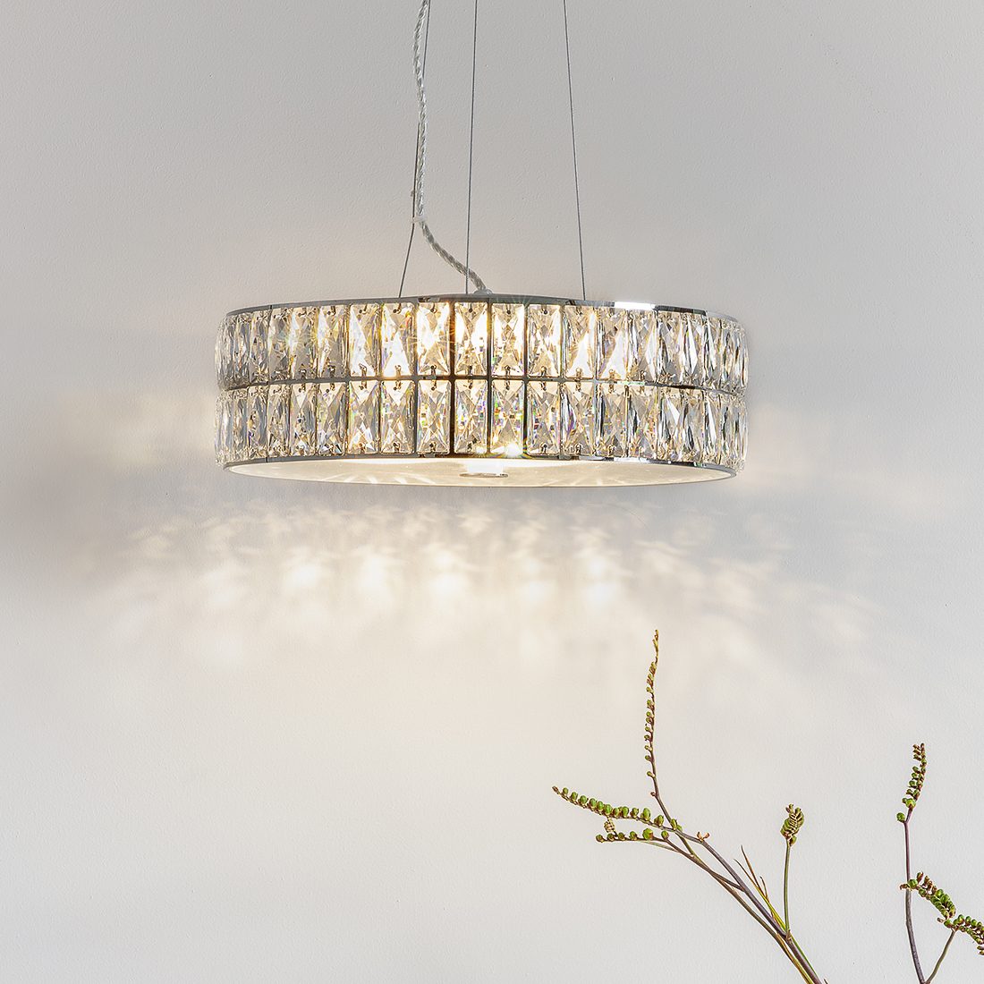Round Crystal Hanging Pendant Light Primrose Plum