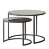 round industrial nesting coffee tables with mirror tops