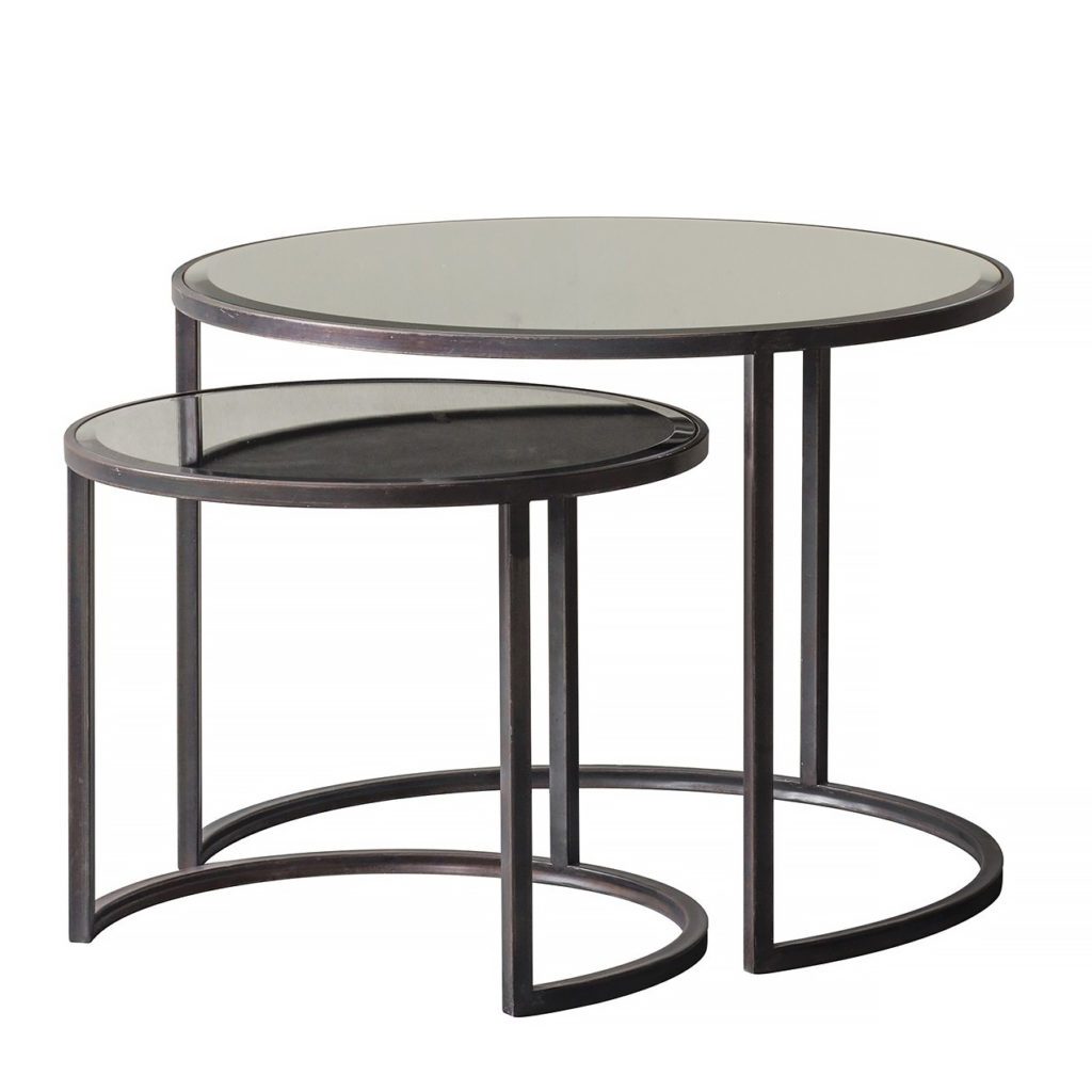 Round Coffee Table with Smoked Glass Top Bronze Primrose & Plum