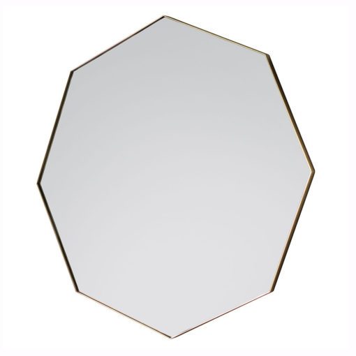 champagne gold slim metal framed octagonal wall mirror
