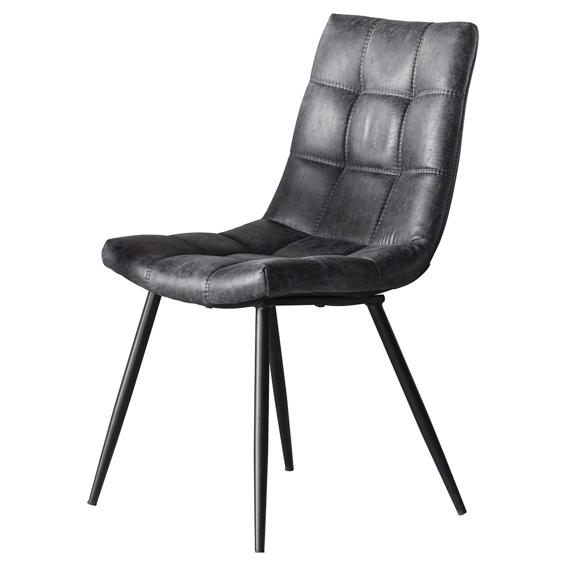 Set of Two Charcoal Grey Faux Leather Dining Chairs | Primrose & Plum