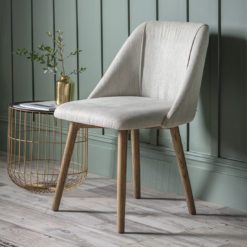 Alternative view of Natural Linen Herringbone Dining Chair - Set of Two