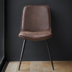 Alternative view of Deacon Vintage Brown Faux Leather Dining Chair - Set of Two