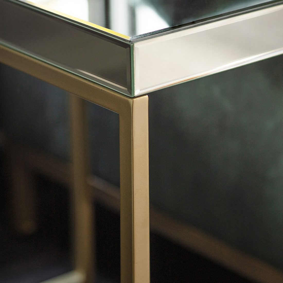Champagne Gold Mirrored Side Table Primrose Plum