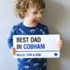 aluminium sign with personalised 'Best Daddy In .....' to choose town, village or county - father's day gift
