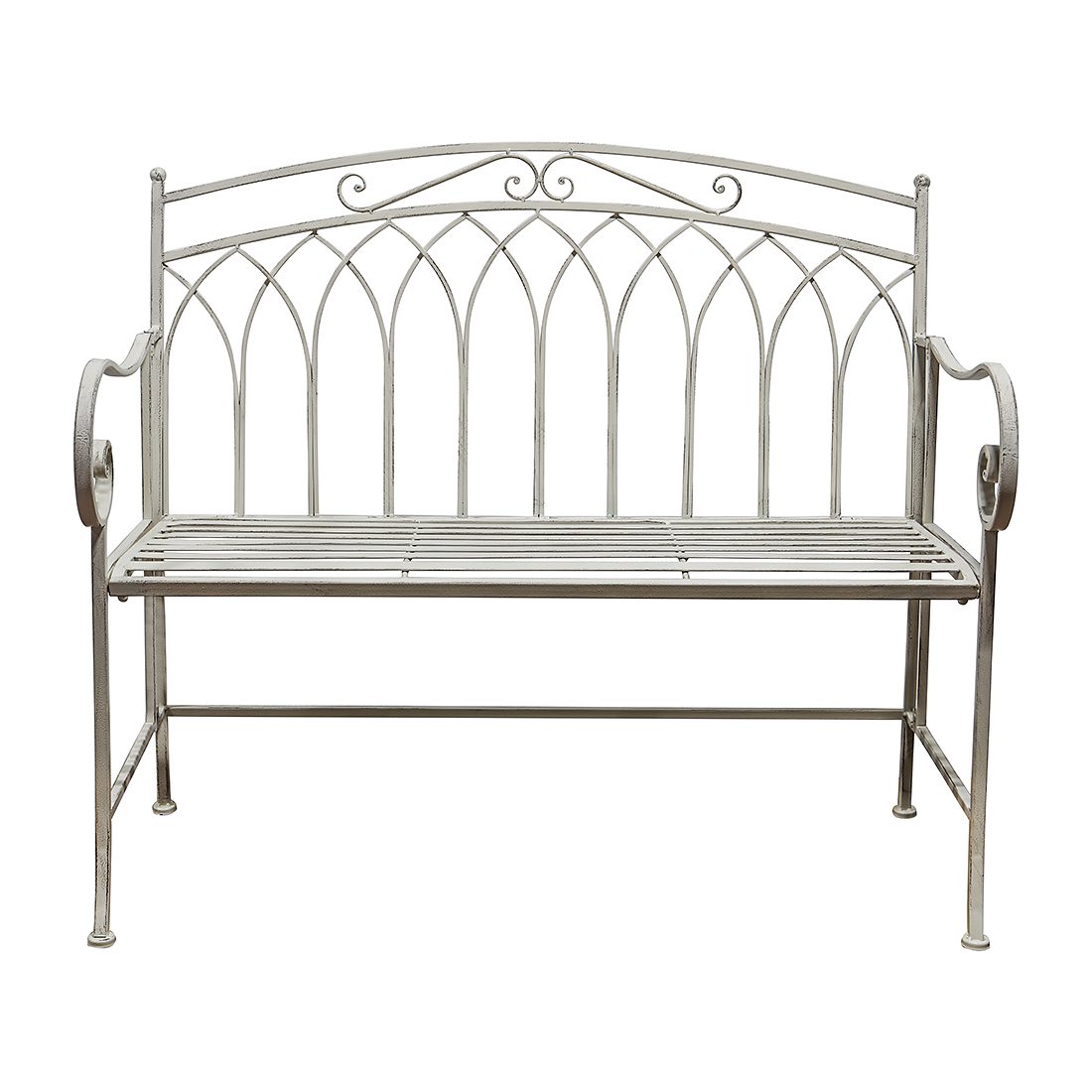 Melia Outdoor White Metal Bench Primrose Plum