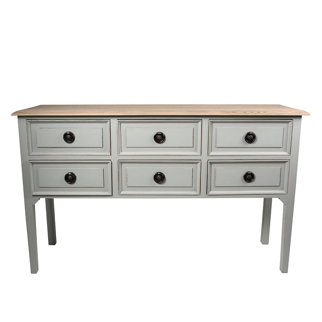 Vintage Six Drawer Console Table Primrose Plum
