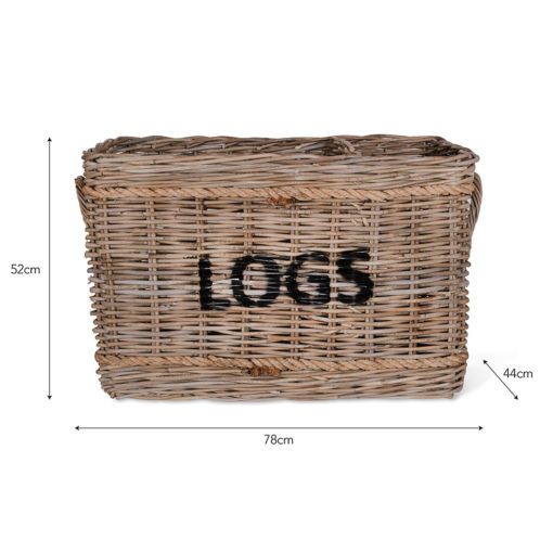 Large Rattan Log Basket with Rope Primrose & Plum