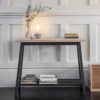 nordic style beech console table with a painted black base with shelf and natural oak top