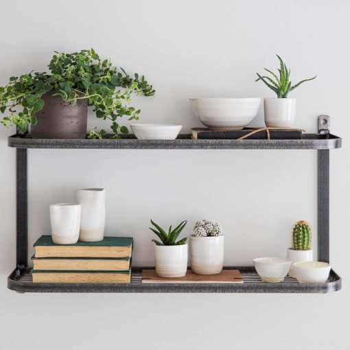 solid two shelf wall unit made from steel