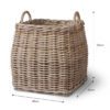 large tapered square rattan storage basket with carry handles