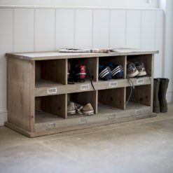 wooden shoe store handcrafted from spruce with eight compartments