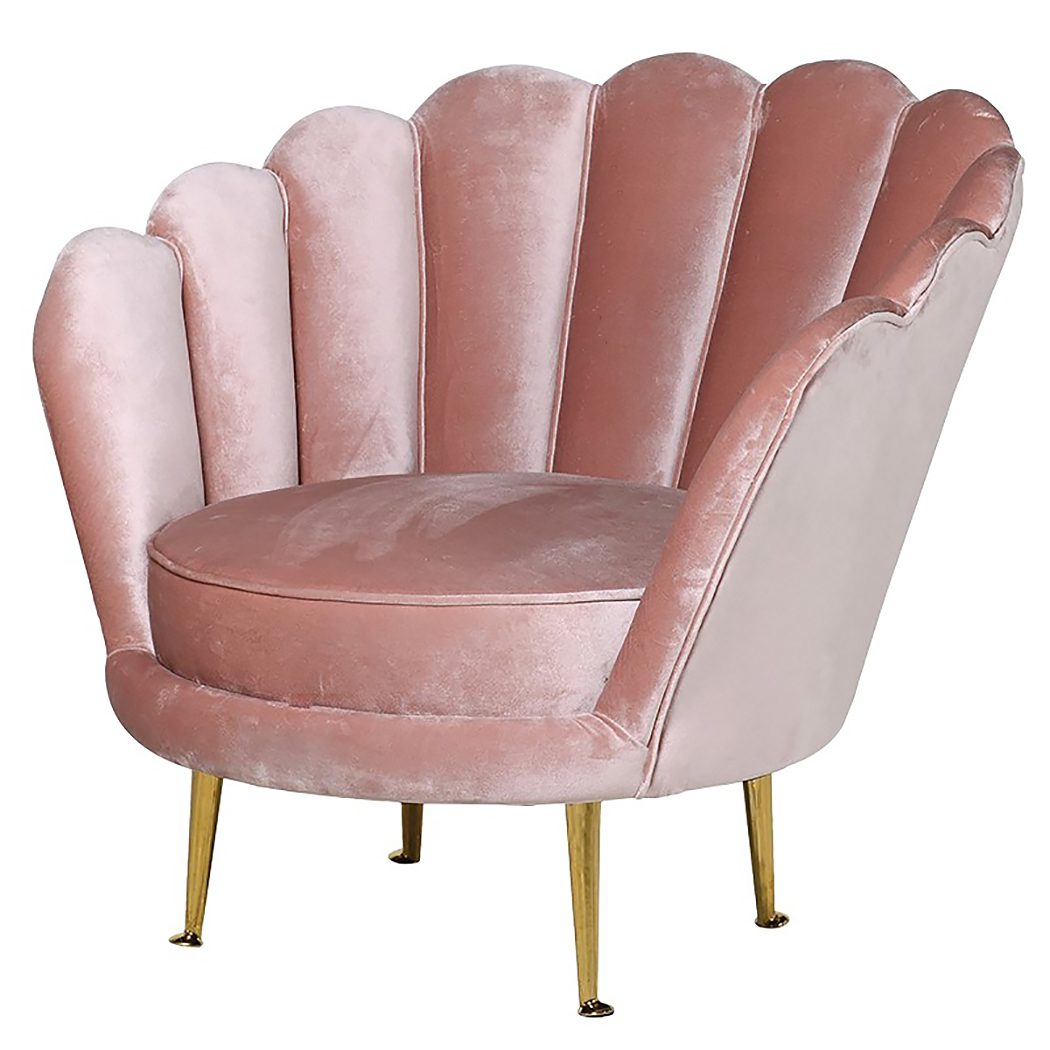 pink velvet scallop occasional chair