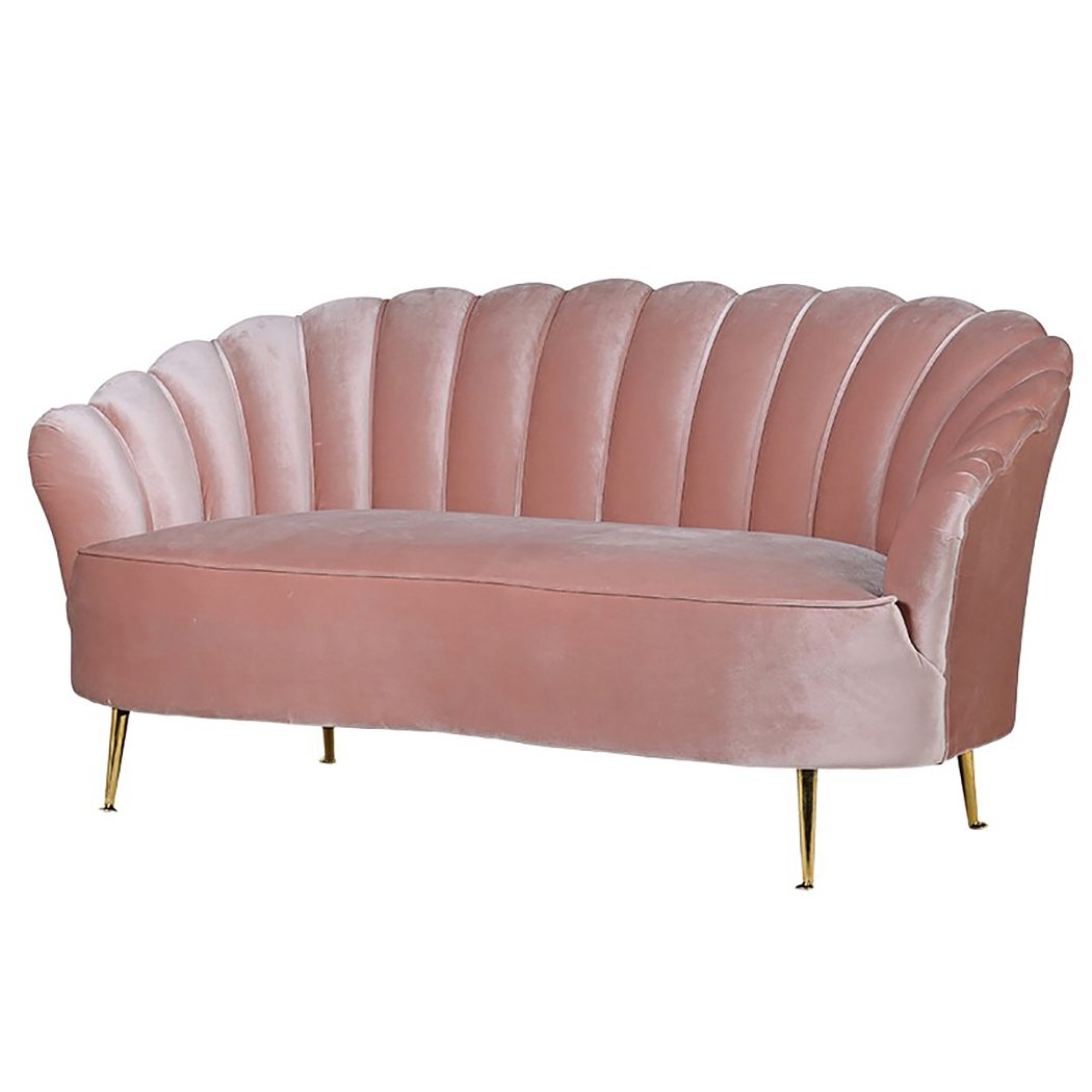 Pink Velvet Scalloped Sofa | Primrose & Plum
