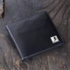 italian leather billfold wallet with footballer enamel tile on front
