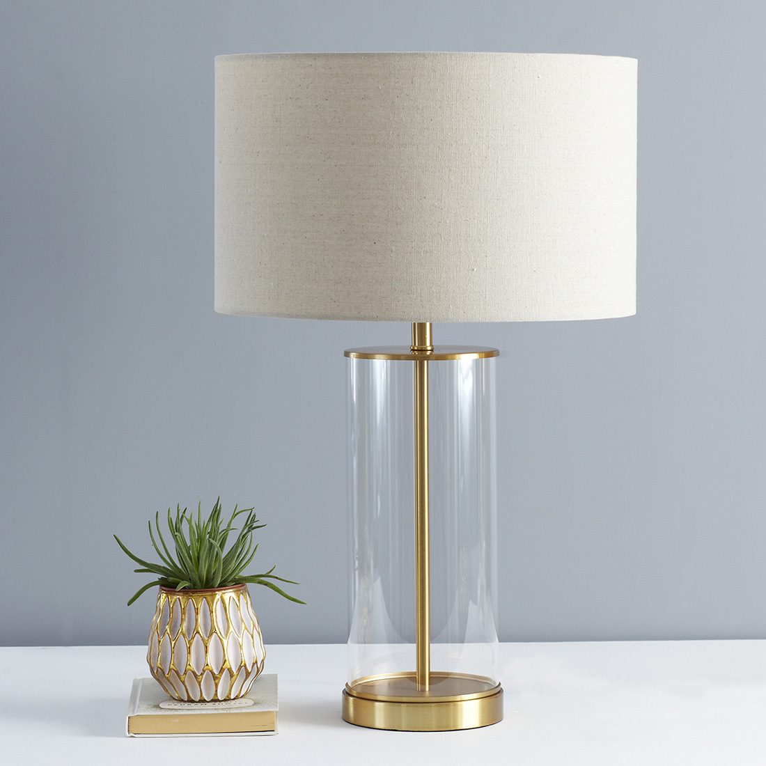 glass base bedside lamps