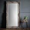 ornate baroque style silver framed floor standing mirror