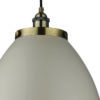 available in a large and small size, domed metal pendant lights finished in a light grey with brass fittings