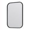 industrial style black metal framed wall mirror with curved corners