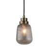 decorative cut glass pendant light with brass fittings and black cord