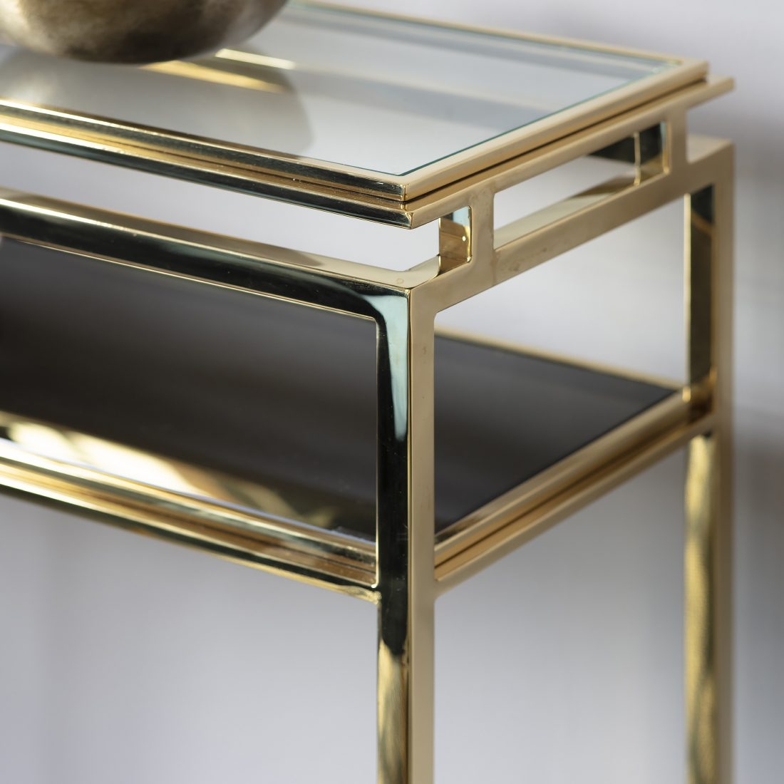 Lucille Gold Console Table With Glass Top Primrose Plum