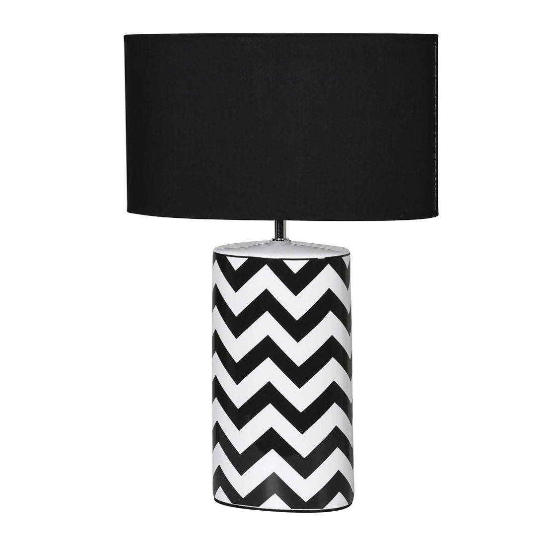 Monochrome Ceramic Table Lamp With, White Table Lamp With Black Shade