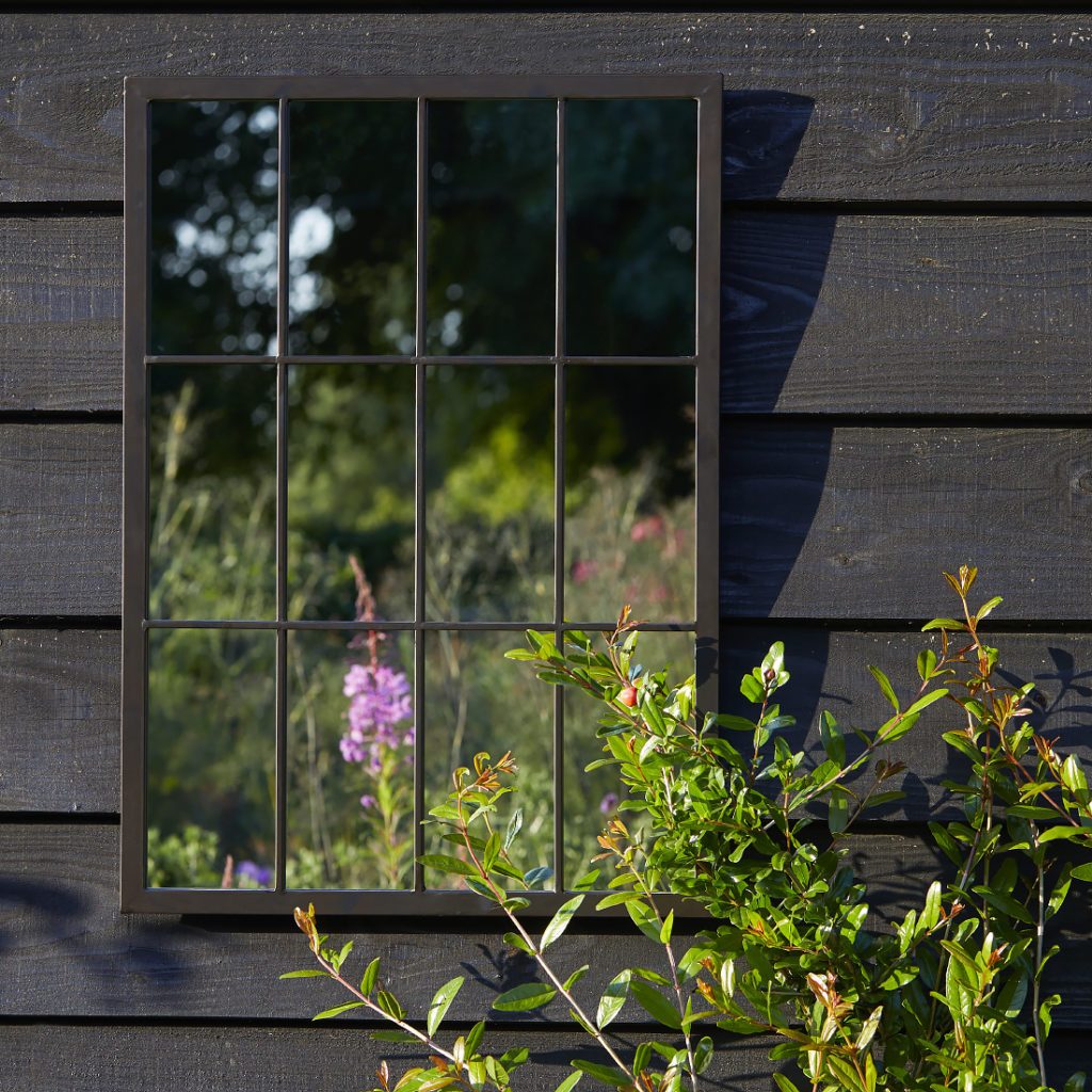 Outdoor Black Rectangular Window Mirror Primrose & Plum
