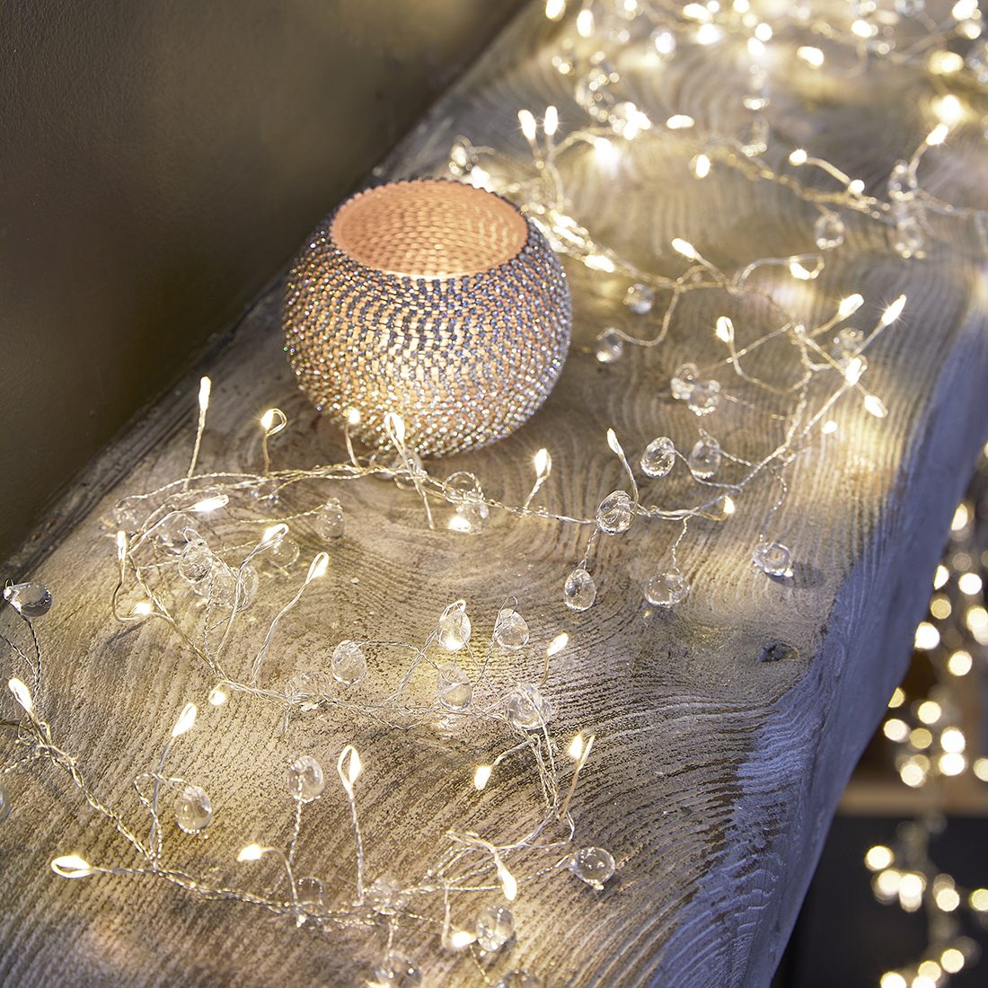 Clear Crystal Battery Light Garland