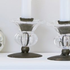 Bronzed Glass Flower Candlestick Holder