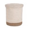 two-tone cream and natural large round jute storage basket with lid