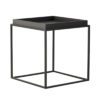 black metal framed table cube case with black wooden square tray top